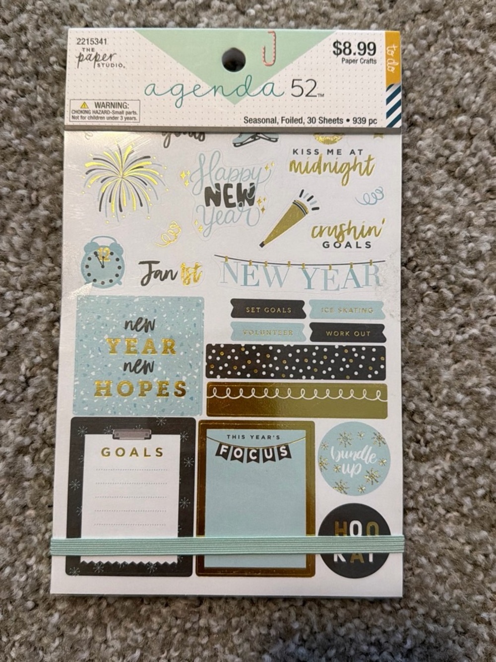 Agenda 52 New Year Foiled Sticker Pack - Blue & Gold